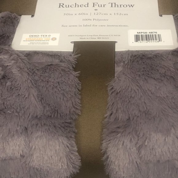 Madison Park LAVENDER Ultra Soft Ruched Faux Fur Throw Blanket 50x60" New - Picture 5 of 7